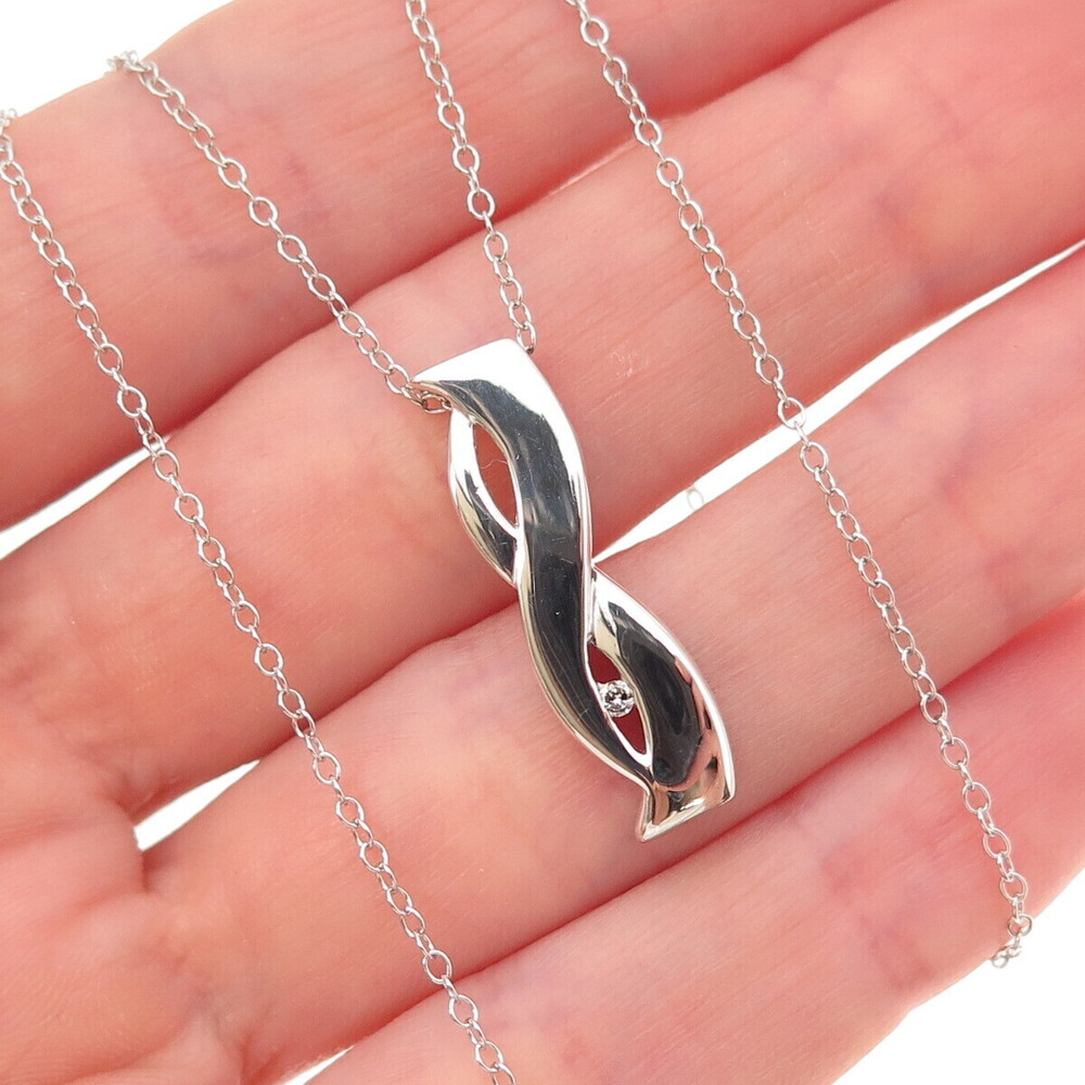 Jewelry Concepts Sterling Silver Real Diamond Infinity Cable Chain Necklace 18"